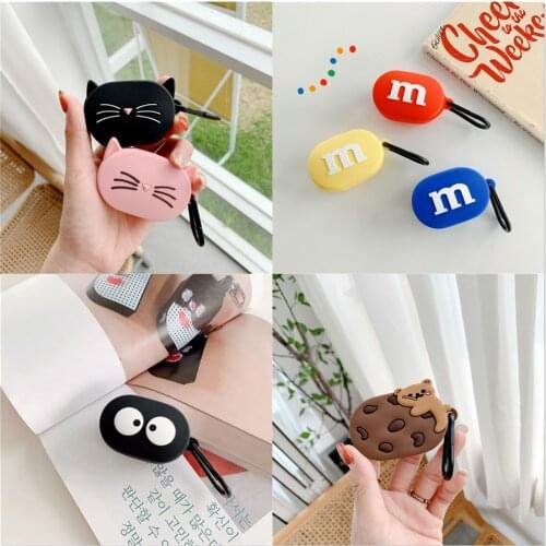 Cartoon Earphone Case with Hook for Xiaomi MI Redmi AirDots Headphones Cover TWS Bluetooth Earphone Wireless Charging Box Bags