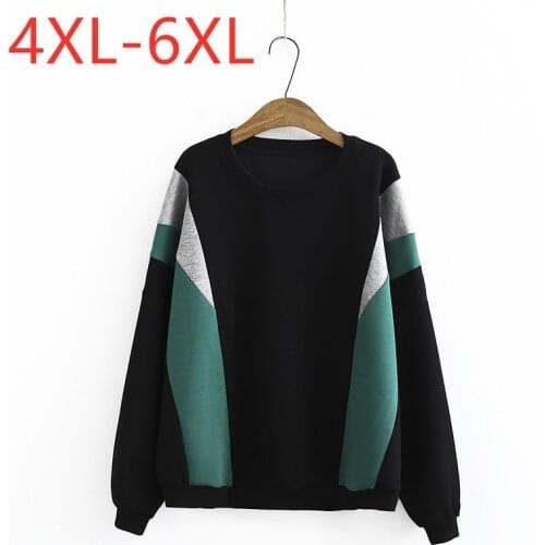 New ladies autumn winter plus size tops for women large pullover long sleeve cotton loose thick patchwork T-shirt 4XL 5XL 6XL