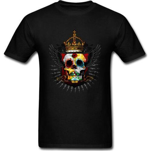 New Coming Skull King Tee Shirt For Male Classic Art Design Mens Black T-shirts Halloween Fashion Customized Top Clothes