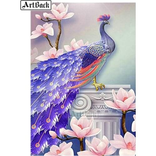 New 5d diy diamond painting peacock icon full square drill diamond mosaic animal crafts decorative painting kit