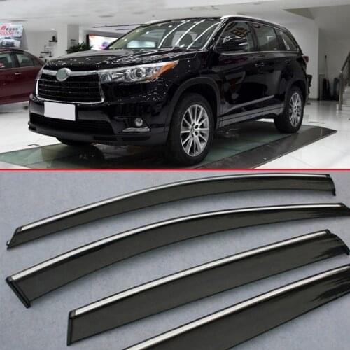Plastic Exterior Visor Vent Shades Window Sun Rain Guard Deflector For Toyota Highlander 2014-2019