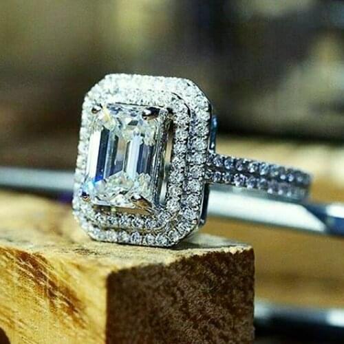 CAOSHI Luxury Fashion Modern Women Wedding Rings Shiny Crystal Cubic Zirconia Exquisite Engagement Accessories Trendy Jewelry