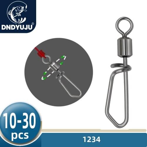 DNDYUJU 10/30pcs Fishing Connector Rolling Swivels With T Shape Snap 2#-10# For Fishhook Lure Tackle Carp Fishing Accessories