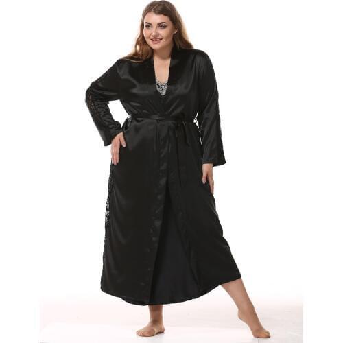 Plus Size 3XL New Silk Kimono Robe Bathrobe Women Silk Bridesmaid Robes Sexy Black Robes Satin Robe Ladies Dressing Gowns