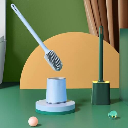 Silicone Toilet Brush No Dead End Water Leak Proof Quick Rinse Base Wc Quick Drying Holder Set
