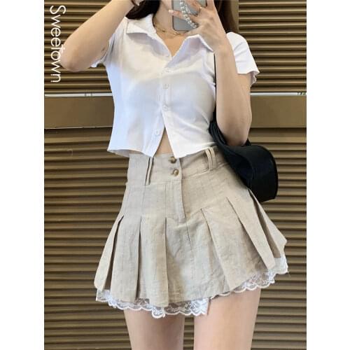 Sweetown High Waist Skirts For Women