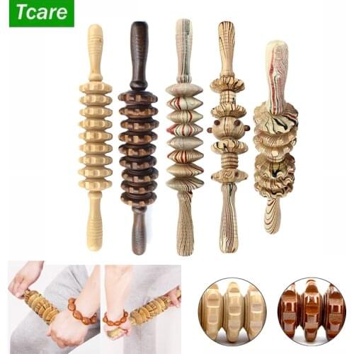 Tcare Handheld Multi-function Wooden Massage Roller Stick Body Back Leg Muscle Trigger Point Reflexology Muscle Pain Relief Tool