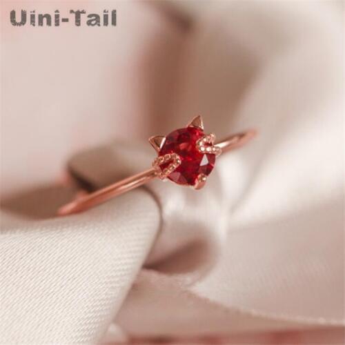 Uini-Tail 2019 hot sale 925 sterling silver Korean red cat opening ring fashion personality sweet trend high quality jewelry