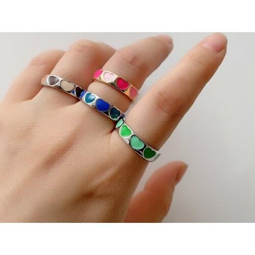 Party Simple Colorful Rings for Women Girl Cute Enamel Tulip Heart Ring Delicate Lucky Jewelry Bague Femme Wedding Ring BFF