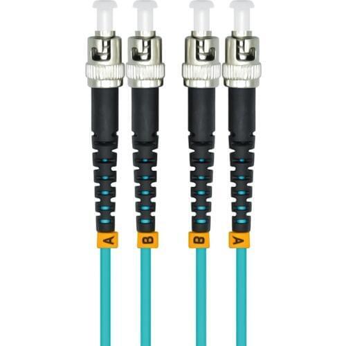 Indoor Armored 30 Meters ST-ST Duplex 10 Gigabit 50/125 Multi-mode Fiber Optical Cable OM3 Aqua 10GB ST to ST Patch Cord Jumper
