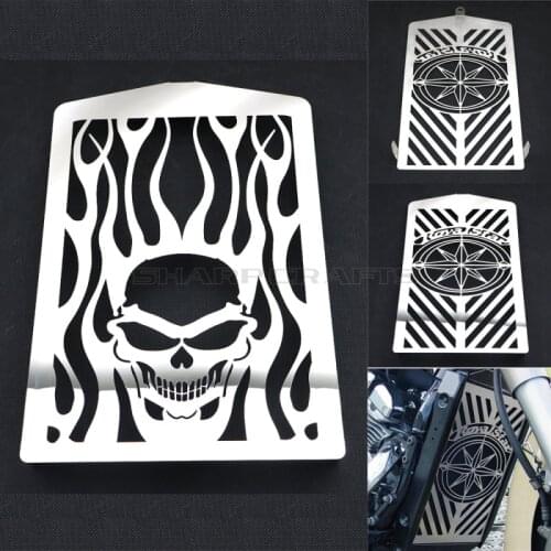 Top Quality Chrome Skull Flame Radiator Grill Cover Guard Protector Motorcycle For Yamaha ROYAL STAR XVZ13 XVZ 13 XVZ1300