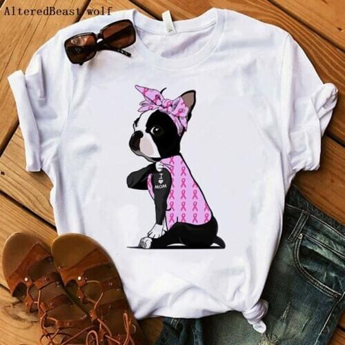 Boston Terrier i love mom T-shirt Women Fashion bandanas Printed 2021 Mama Cartoon Ladies Graphic Lady Shirt Female Tee T-Shirt