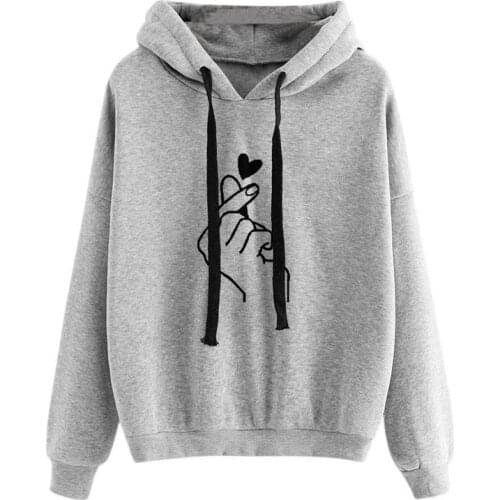 Finger Heart Print Sweatshirt 4xl Plus Size Women Poleron 2021 Cute Hoodies Korean Streetwear Harajuku Oversized Hoodie Pullover