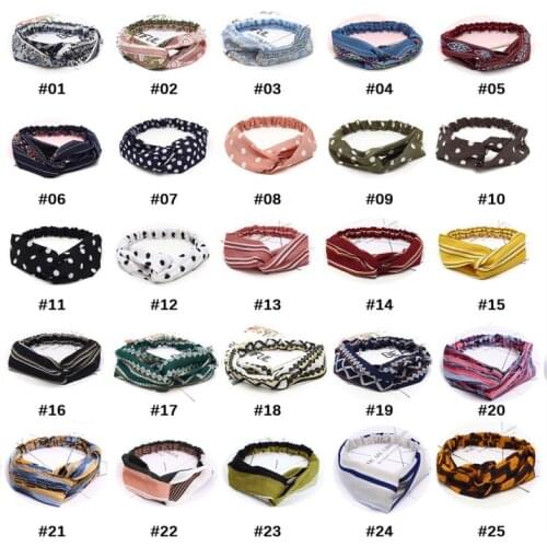 25 Styles Fashion Vintage Hairband Print Knot Women Headband Girls Cross Turban Bandage Bandanas Headwear Hair Accessories Gift
