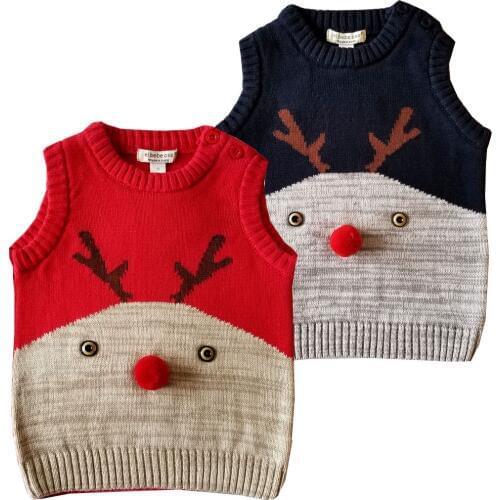 Kids vest for girls winter vest for boys Christmas deer vest autumn children knitted baby vest kids Christmas gifts for baby