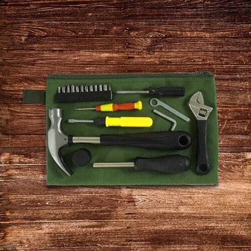 1pc Hardware Canvas Tool Bag Multi-functionWaterproof Wrench Screwdriver Hanging Tool Zipper Carrier Tote Parts Kit Organizer