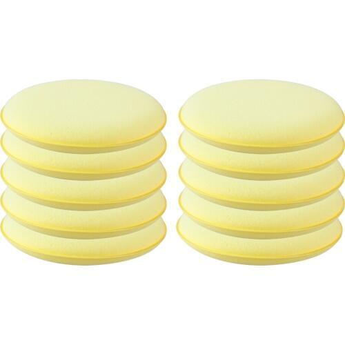 10pcs 5 Inch Yellow Soft Round Car Paint Waxing Sponges Buffing Pads Sponge Car Polishing 12.5cm Diameter