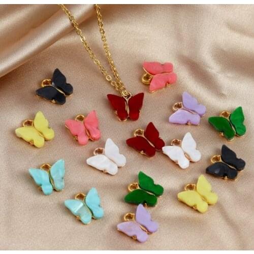 10pcs/lot butterfly Alloy Dripping Oil Pendants for DIY Handmade Jewelry Necklace Accessories fgr4s