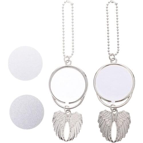 2pcs Angel Wing Blank Pendant Car Hanging Ornaments Automobile Home Decoration