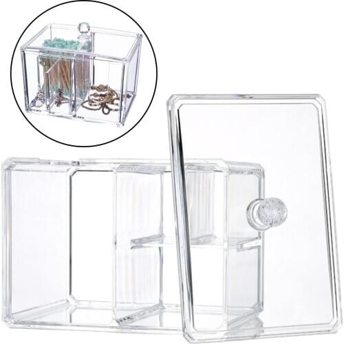 4 Sections Cotton Pads Swab Holder Container Case with Lid Easy to use