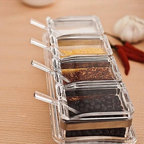 4pcs Herb Spice Jar Cruet Set Condiment Seasoning Containers Storage Dispensers Salt and Pepper Canisters