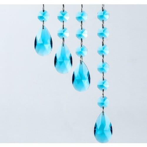 Top Quality 5pcs/lot Multicolor Crystal Pendants Glass Chandelier Parts (38mm Crystal Angel Tear with 3pcs 14mm Octagon Beads)