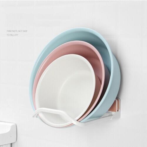 Bathroom Accessories Washbasin Rack Punch-free Wall Hanging Toilet Foldable Basin Rack Bathroom Rack Washbasin Holder Rack