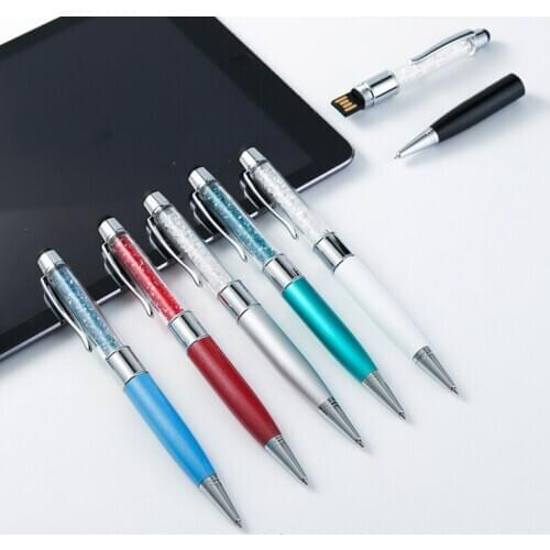 Diamond ballpoint pen USB flashdrive usb 2.0 pendrive 64gb usb flash 4gb 8gb 16gb 32gb usb stick pen drive over 10pcs free logo