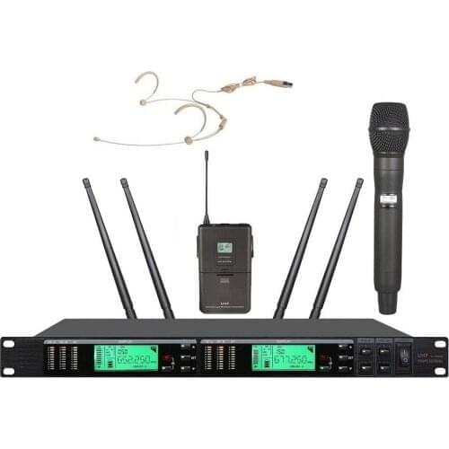Bolymic Professional Stage Headset Handheld Microphone True Diversity For Shure Dual Cordless Microphone System