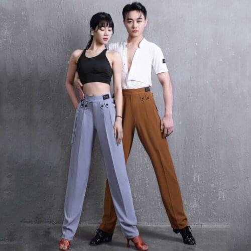 MenS Latin Dance Pants Summer Pocket Practice Pants Multi-Button National Standard Pants Women Latin Performance Pants DN8936
