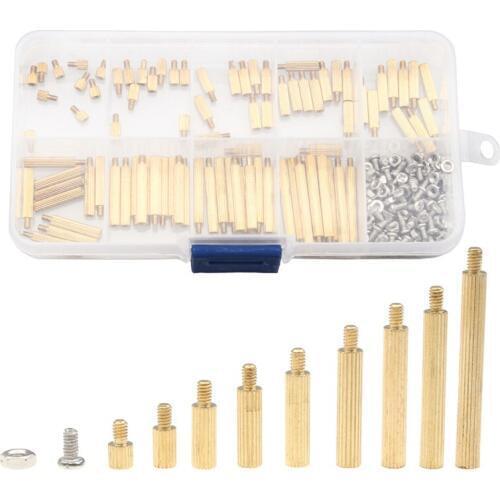 270PCS M2 M3 Male Female Brass Pillar Single Head Circular Cylinders Bolt Screws Bolt Set Kit Assortment With Plastic Case