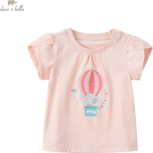 DBM18069 dave bella summer baby girls cute cartoon print T-shirt children tops girl kids fashion tees