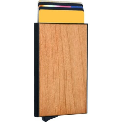 Women Men Business ID Card Holders Creative Wood Pattern Aluminum Box rfid blocking Card Wallet Men Metal Credit Bank Card Case