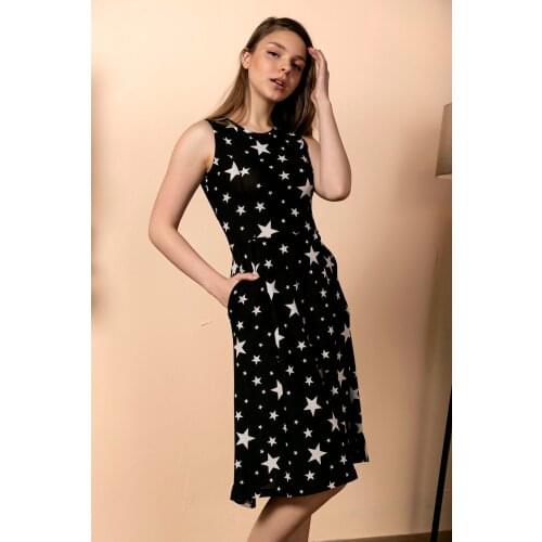 Women Star Patterned Unlined Dress summer womens dress 2021 платье летнее женское 2021vestidos