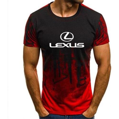Gradient Mens Short Sleeve Lexus Car Logo Mens T-shirt Summer casual Cotton Gradient T shirts unisex Hip Hop Harajuku Male Tee