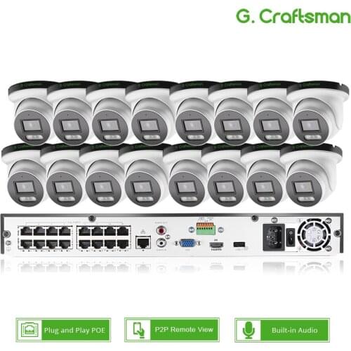 G.Craftsman 16ch 5MP 4K POE IP Camera System Kits CCTV Security Sony Sensor Indoor Outdoor Audio IP Camera Surveillance Video