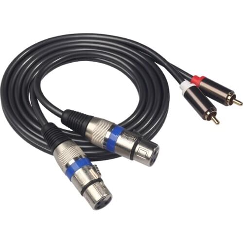 Hifi o Cable 2 Rca Male to Xlr 3 Pin Female Mixing Console Amplifier Dual Xlr to Dual Rca Shileded Cable 1.5M