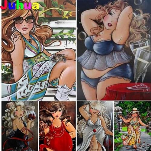 Cartoon Fat Lady 5D DIY Diamond Painting full square round mosaic woman diamond embroidery gift diamond stitch home decor