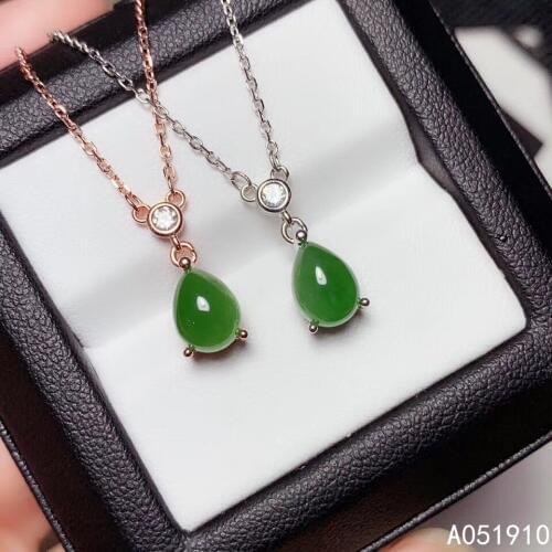 KJJEAXCMY boutique jewelry 925 sterling silver inlaid Natural jasper necklace Womens pendant supports detection popular