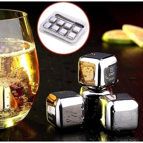 Whiskey Stones Ice Cubes Reusable Chillers Stones Stainless Steel Whiskey Coolers Rocks Ice Stone For Wine Juice Drink Party Bar