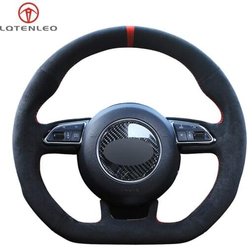 LQTENLEO Black Suede DIY Hand Car Steering Wheel Cover For Audi A5 A7 RS7 S7 SQ5 S6 S5 RS5 S4 RS4 S3 2012-2018