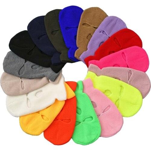 Full Face Cover Mask Three 3 Hole Balaclava Knit Hat Army Tactical CS Winter Ski Cycling Mask Beanie Hat Scarf Warm Face Masks