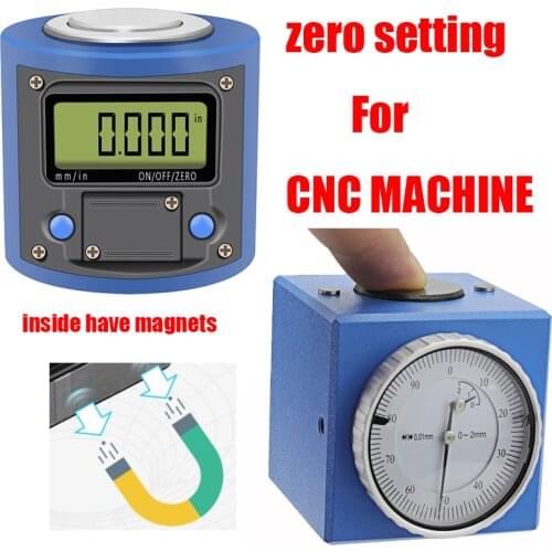 Metric Range 0-5mm x 0.01mm Magnetic Z Axis Tool Dial Zero Pre Setter Gage Offset CNC Digital Setter Gauge