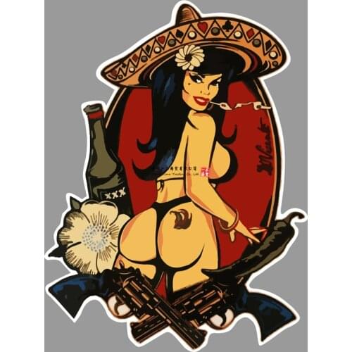 Naked Woman Decals For Pin Up Mexican Girl Decal Sticker Guns Tattoo Hot Rod Old School Amigo