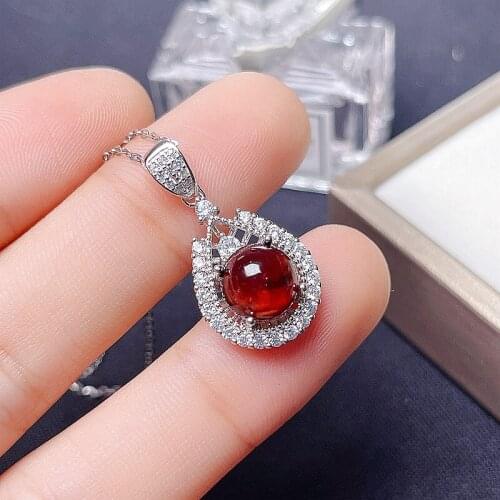 New Cutting Technology Natural Garnet Necklace beautiful color pagoda shape 925 silver inlay