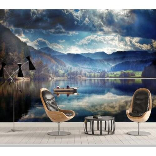 Papel de parede lake and mountains forest natural landscape 3d wallpaper mural,iving room tv wall bedroom wall papers home decor