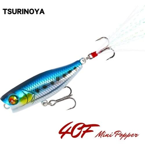 TSURINOYA Fishing Lure DW55 40mm 3g Mini POPPER Hard Bait Top Water Artificial Baits 14 Colors 3D Eyes Hard Lure