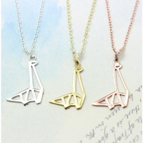 10PCS Simple Paper Origami Dinosaur Necklace Cute Modern Minimalist Jurassic Movie Animal Dragon Tanystropheus Chain Necklaces