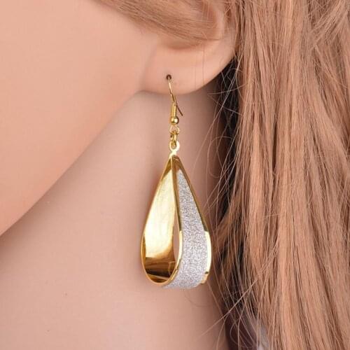 Water Drop Shape Alloy Simple Hollow Drop Earrings Hook Earrings Party Supplies for Wedding
