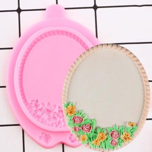 Frame Rose Flower Cake Border Silicone Mold Cupcake Topper Fondant Cake Decorating Tools Chocolate Candy Resin Molds